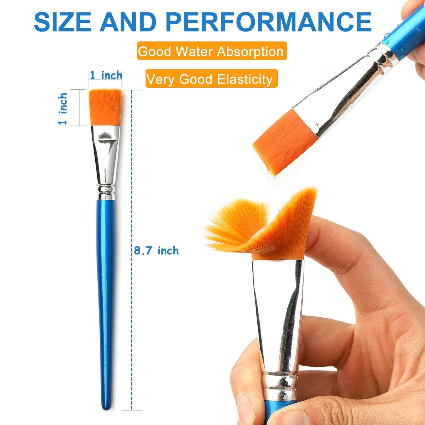 GACDR 1 Inch Flat Paint Brushes, 32 Bulk Acrylic Brushes for Watercolor