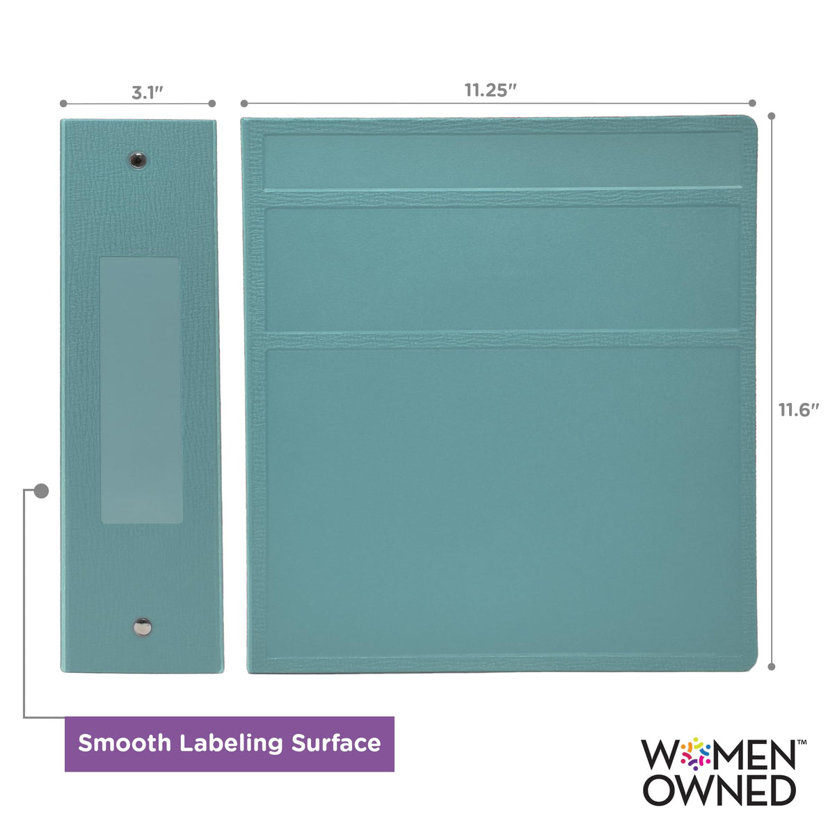 Carstens 3-Inch Heavy Duty 3-Ring Binder - Side Opening, Powder Blue, Durable Plastic, Precision