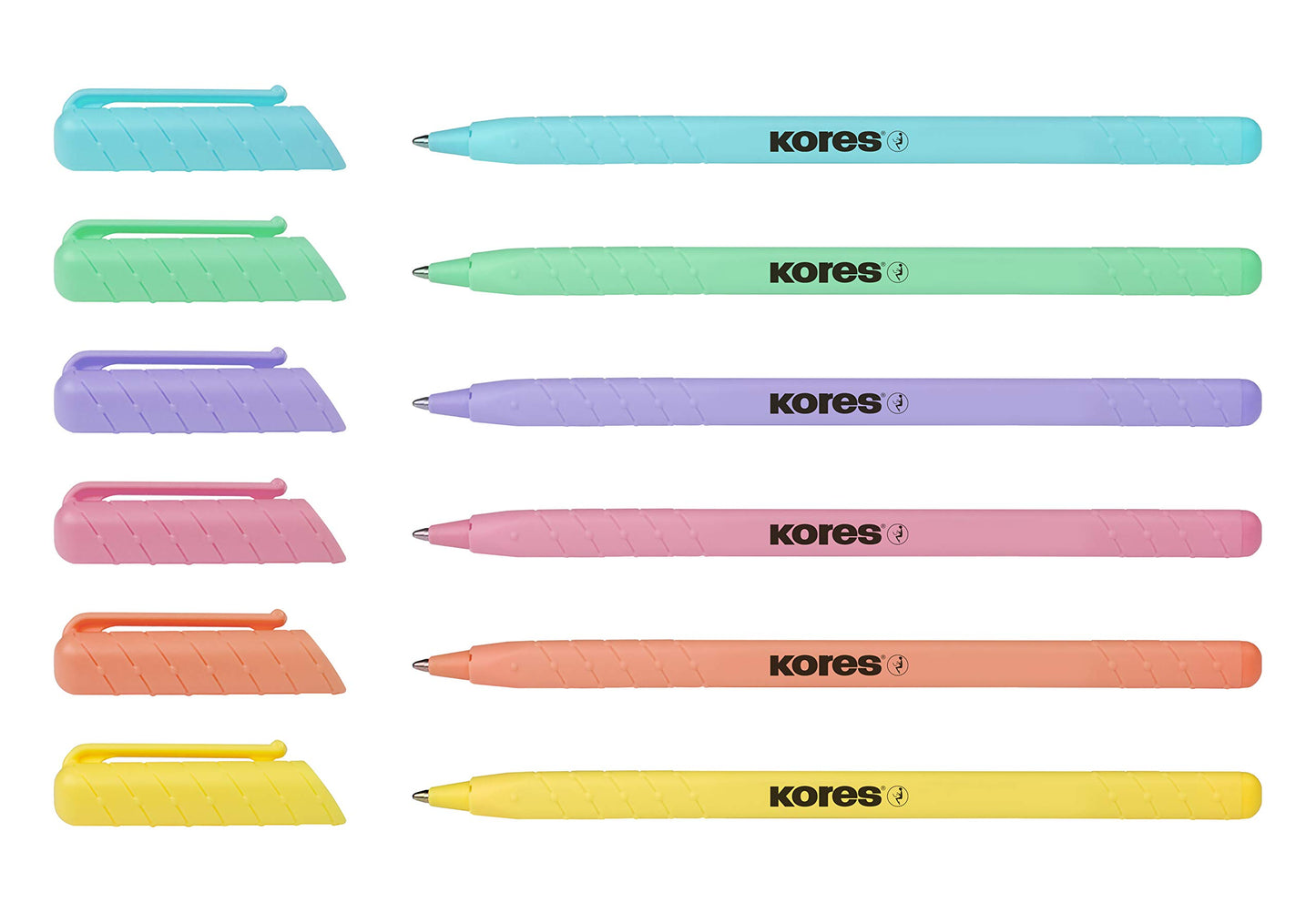 Kores - K0R-M: Ballpoint Pens with BLUE Semi-Gel Ink in Pastel Design, 1 mm Medium Point Biro for