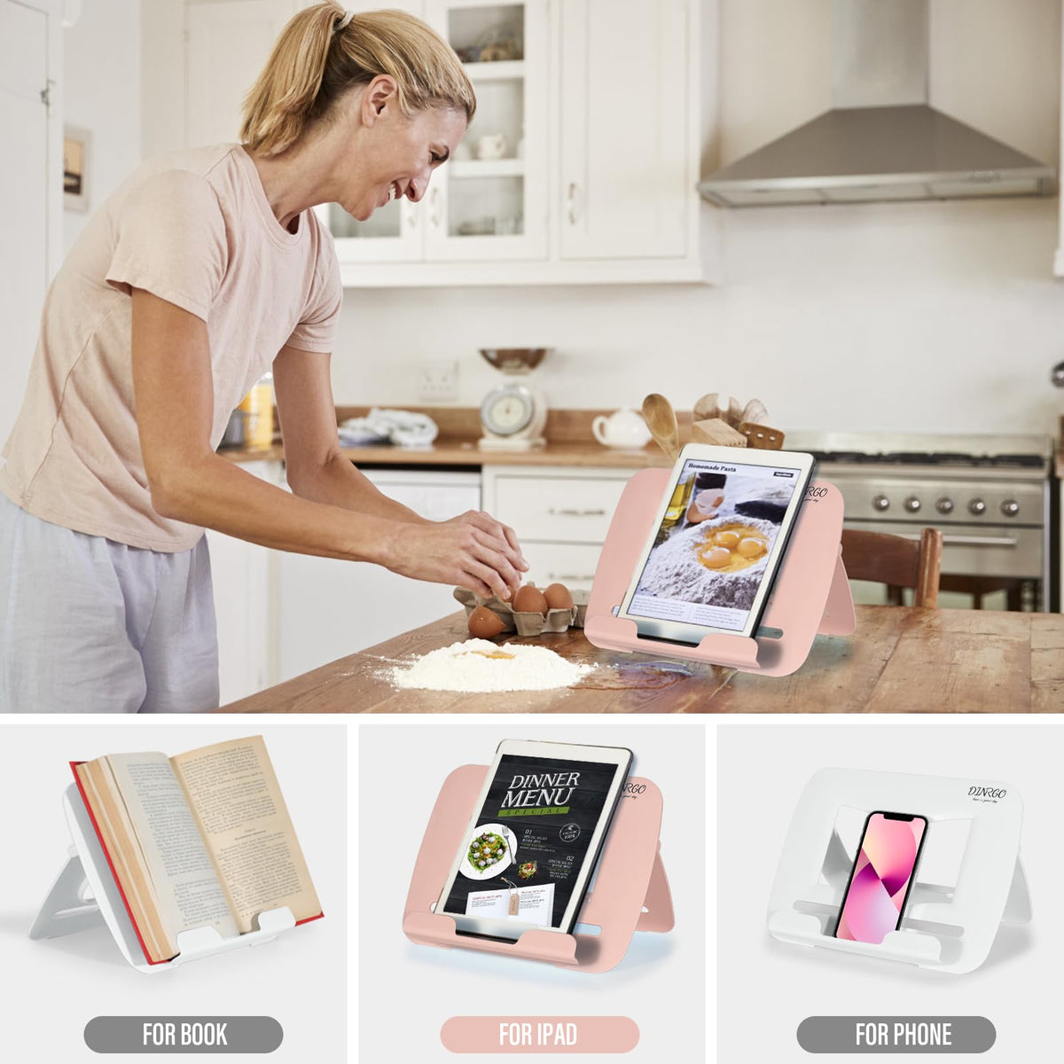 Book Stand, Music Stand, Book Holder, Portable Cookbook Stand, Book Stand for Reading, Recipe Book