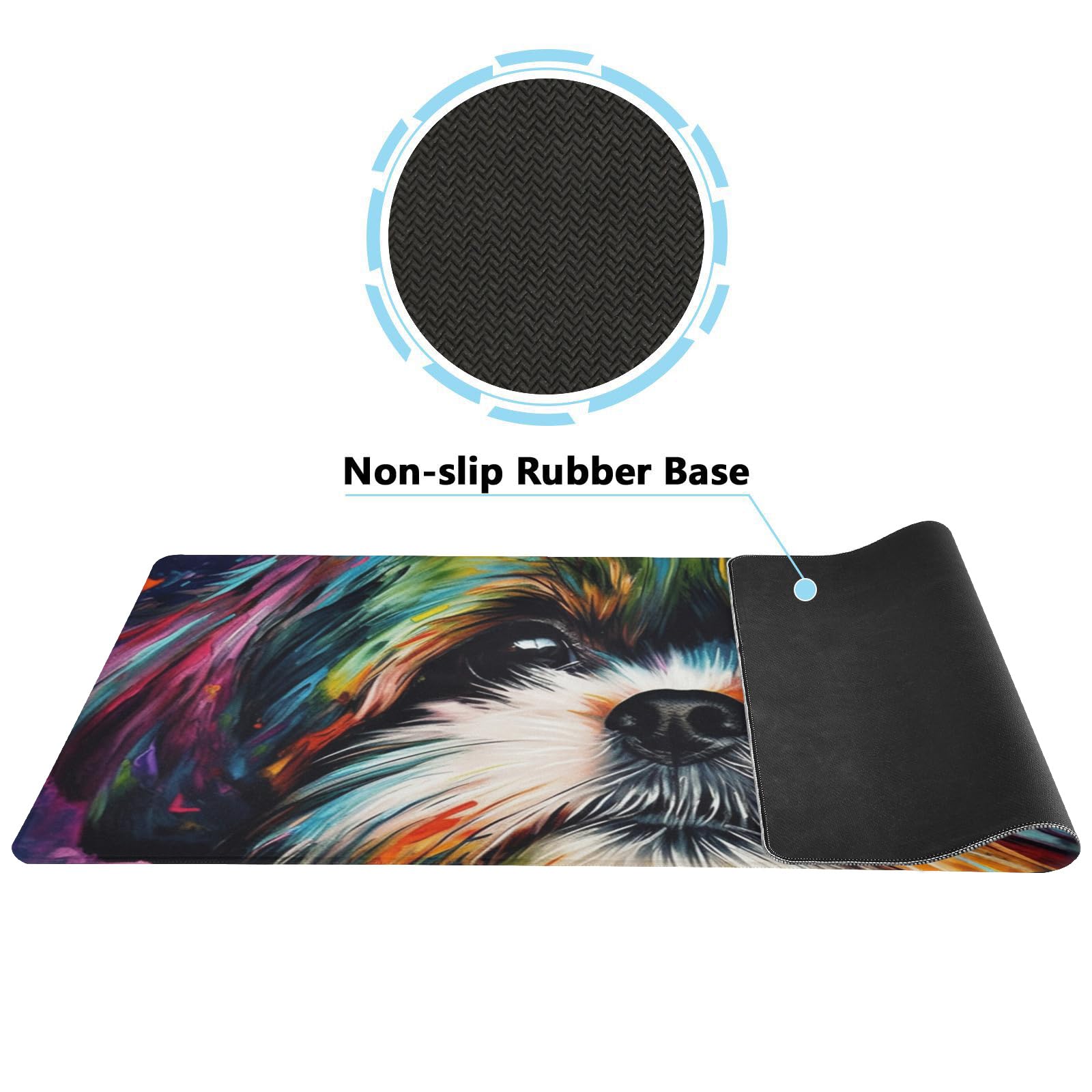 DNOVING Non-Slip Rainbow Shih Tzu XXL Mouse Pad Mouse Pad for Gaming, Office and Home - Rubber Base