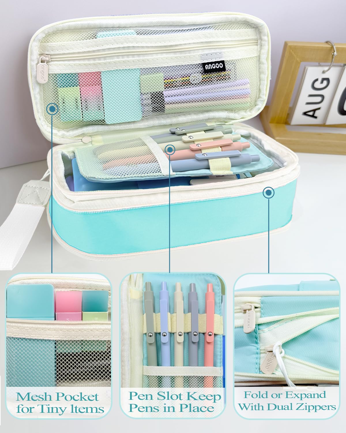 JIZHIYUAN 54PC Aesthetic School Supplies with Blue Pencil Case for Students