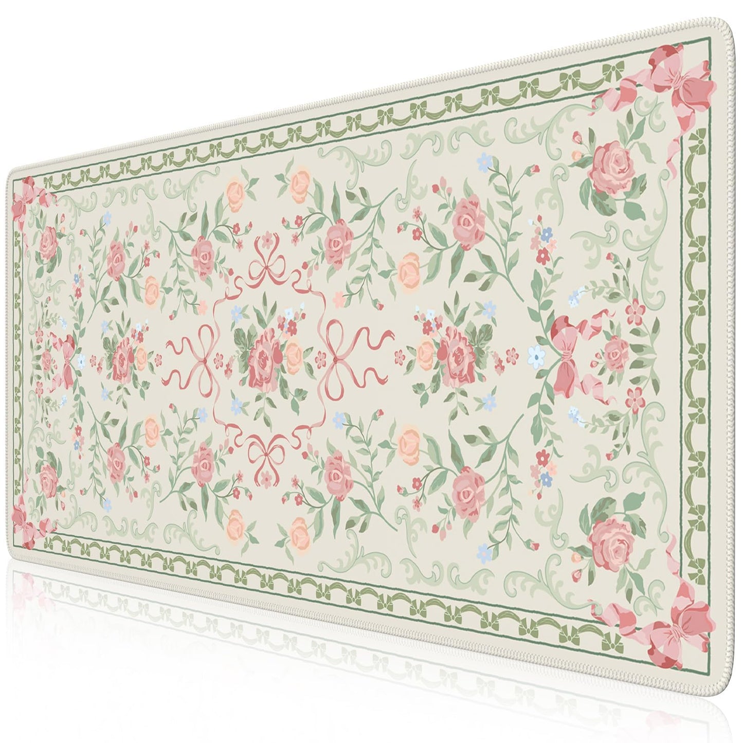 HAOCOO Cute Green Bow Desktop Mat, 35.4" x 15.7" Keyboard Pad for Office