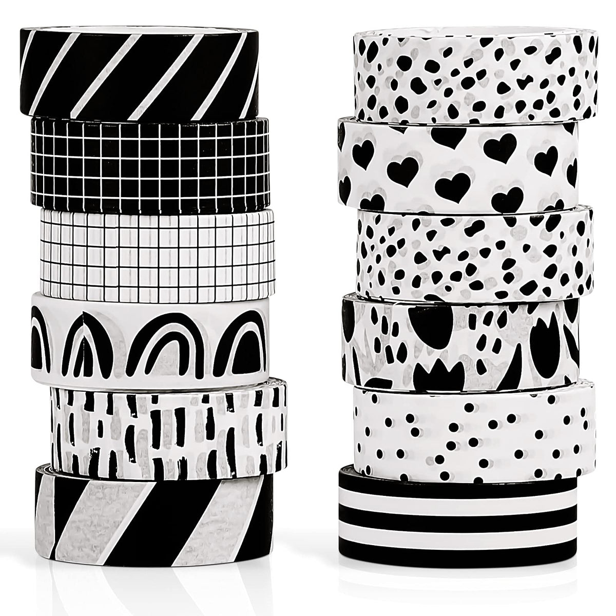 Outus 12 Rolls Black White Washi Tape Classroom Decor Masking Tape