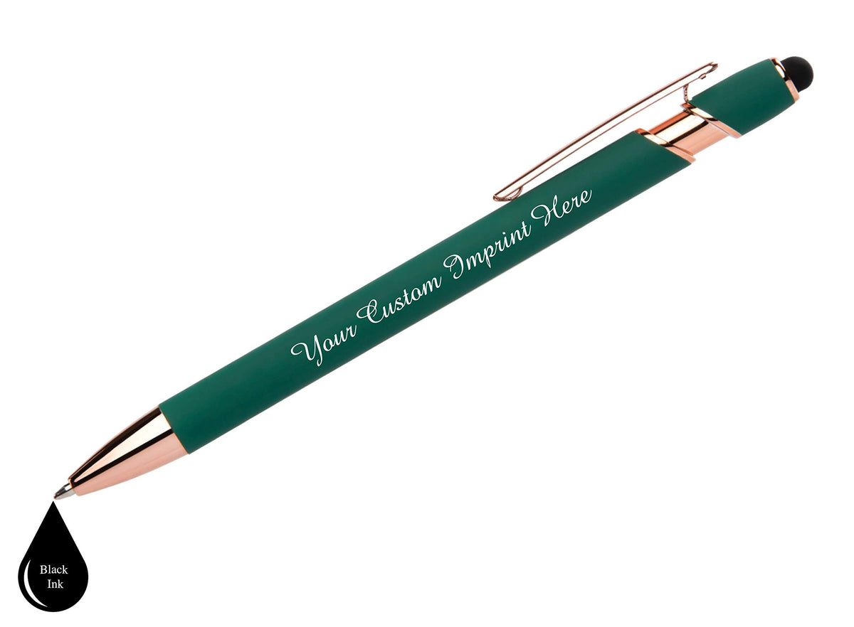 ExpressDesigns™ - Personalized Pens Gift Set - 2 Pack of Rose Gold Soft Touch Metal Pens w/gift box