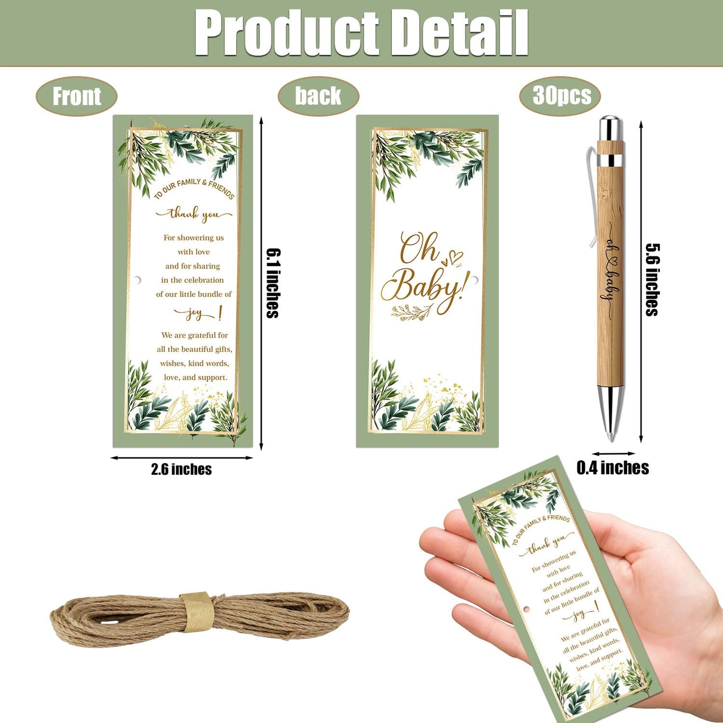 Toerifer 30 Pcs Woodland Set, Baby Shower Favors for 30 Guests, Baby Shower Sets, Included Bamboo