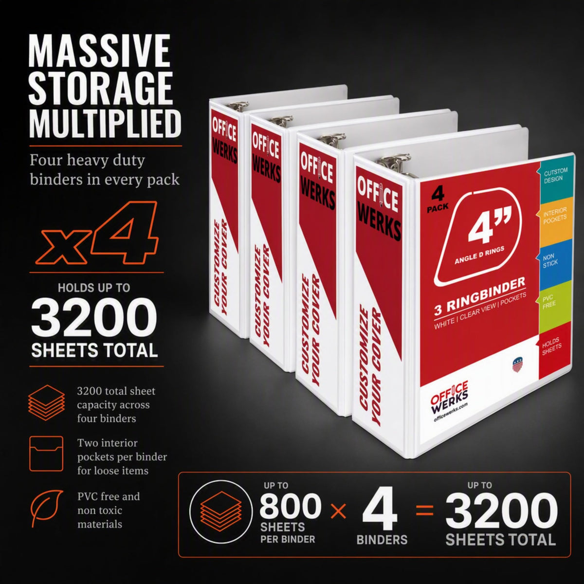 3 Ring Binder, Professional Angle D Ring 4 Inch, Presentation Folder for Standard Pages 8.5 x 11