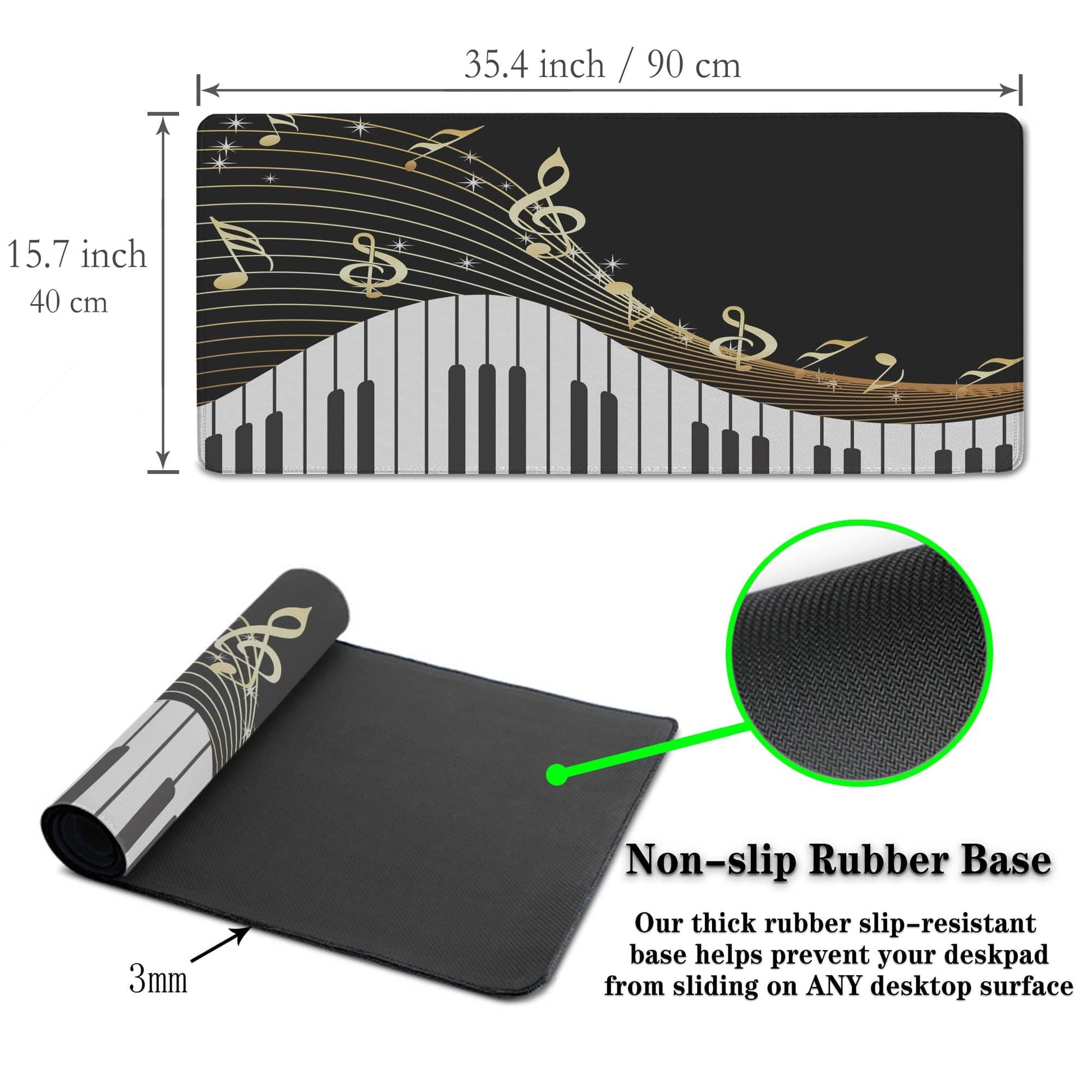 Samgula Large Mousepad Music Notes Keyboard Pad Large Gaming Mouse Pads XXL Mouse Pad Gaming