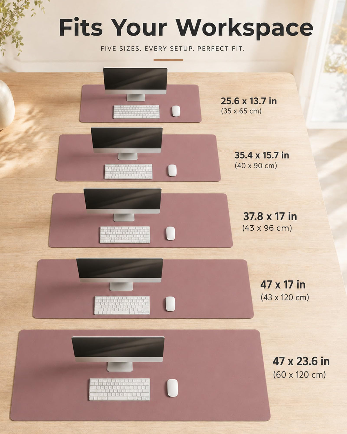 Aothia Dual-Sided Desk Mat, FSC Cork & PU Leather Desk Pad, Large Mouse Pad & Writing Surface for