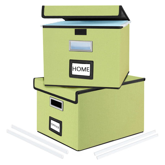 Huolewa File Organizer Box with Lids, Collapsible File Folder Organizer