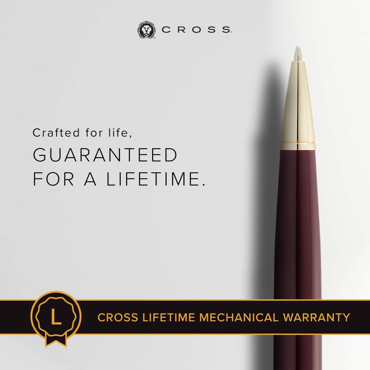 Cross Bailey Light Burgundy & Gold Ballpoint Pen, Medium Point, Black Ink