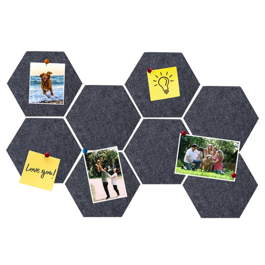 HULAVO 8 Pcs Hexagon Felt Cork Bulletin Board Tiles, Self Adhesive DIY Bulletin Board Pin Board for