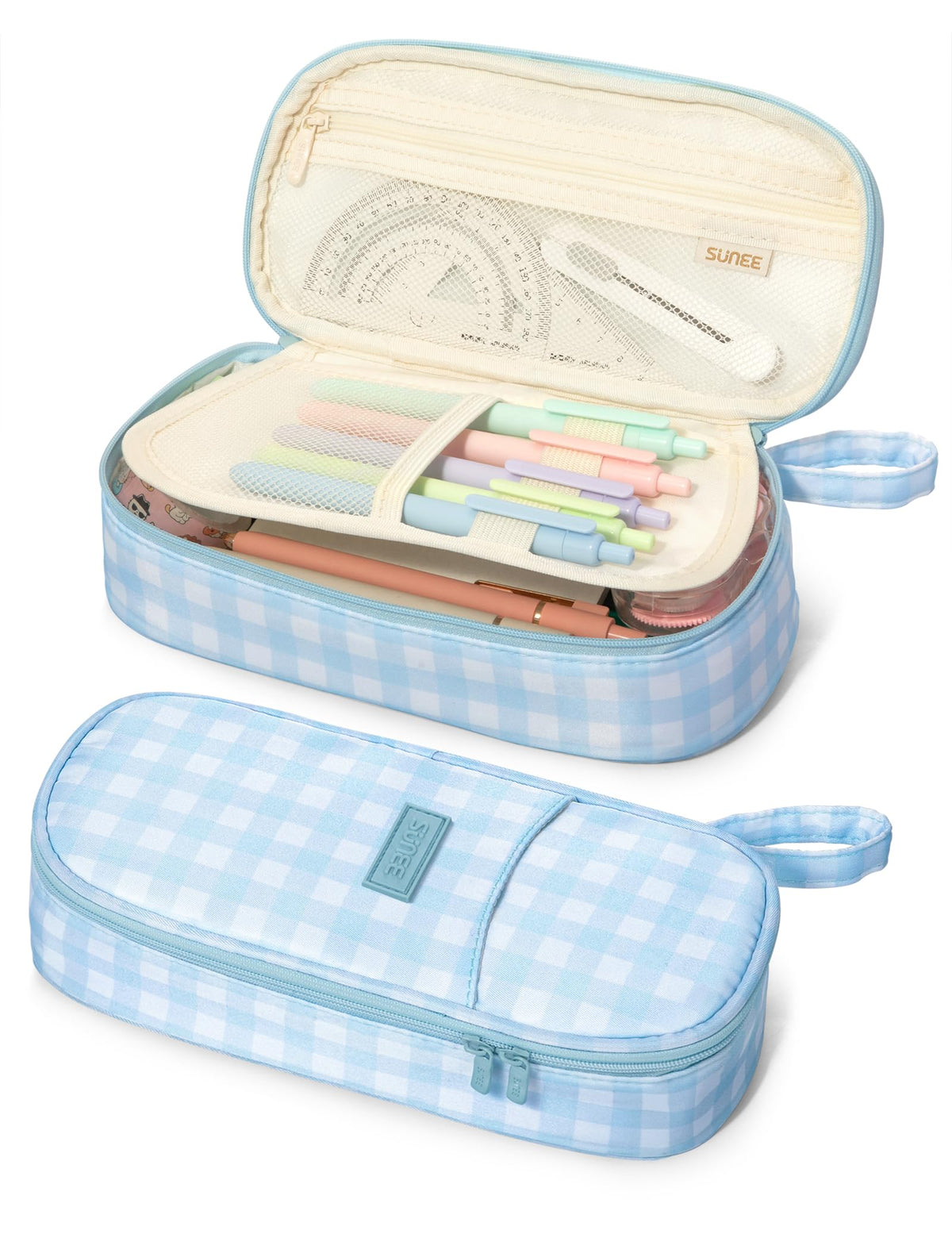 SUNEE Cute Pencil Case, Aesthetic Pen Pouch, Colored Large Pencil Bag with Zipper, Kawaii