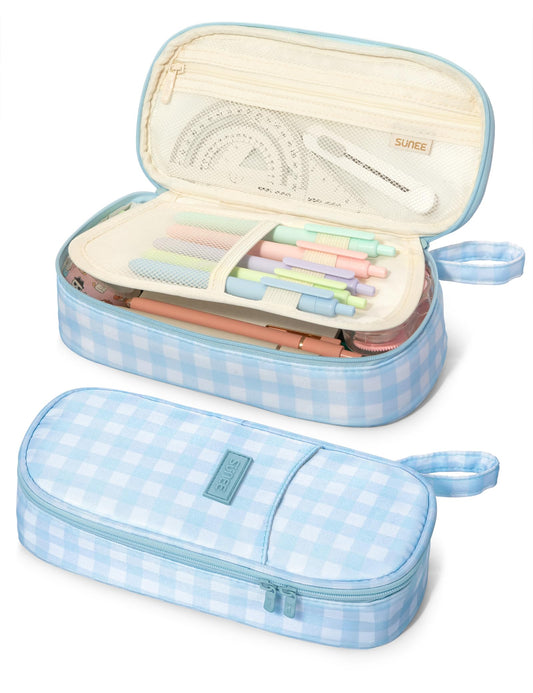 SUNEE Cute Pencil Case, Aesthetic Pen Pouch, Colored Large Pencil Bag with Zipper, Kawaii