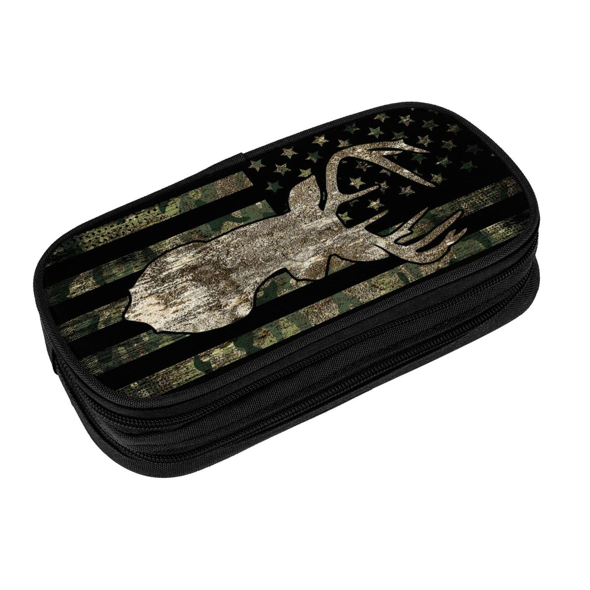 YETTA YANG Camo Camouflage American Flag Hunting Deer Pencil Box Case for Pen Holders Office