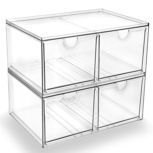 Prsildan Acrylic Storage Drawers Clear Makeup Organizer with 4 Drawers