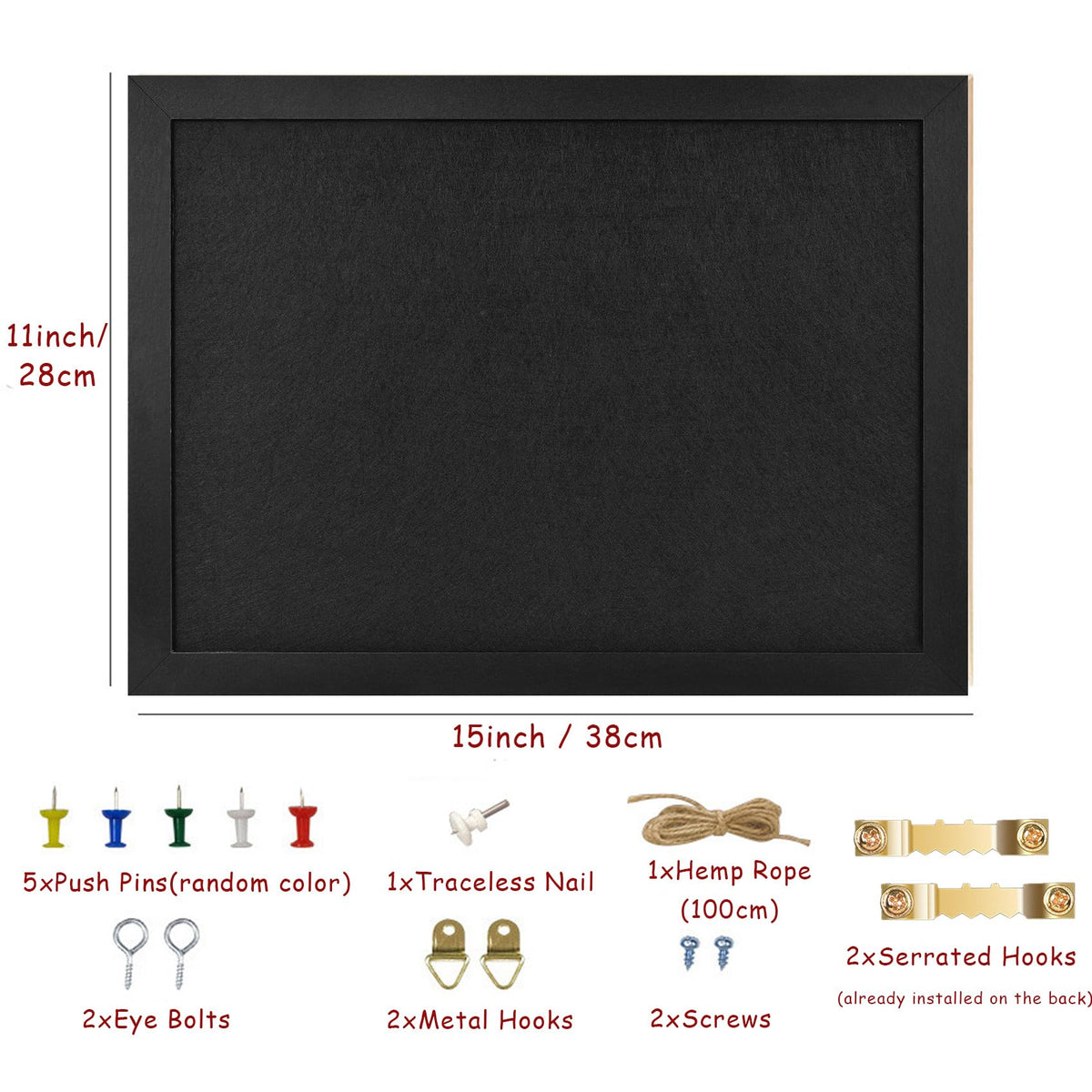 2PCS Black Bulletin Boards Cork Board with Felt, 15"x11" Small Display Pin Board Vision Board for