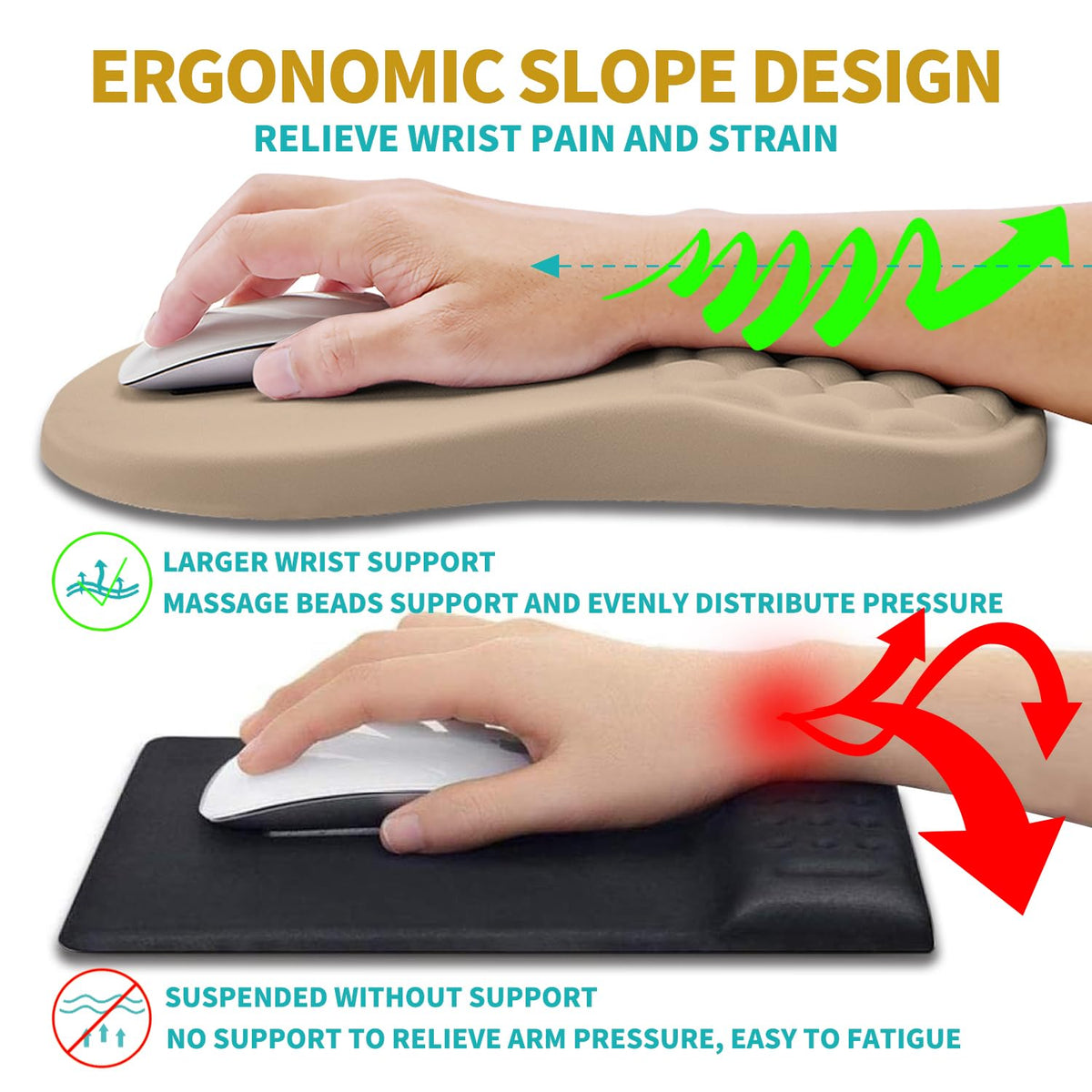 Hokafenle 2 in 1 Ergonomic Mouse Pad Wrist Support & Wrist Rest for Computer Keyboard Set, with