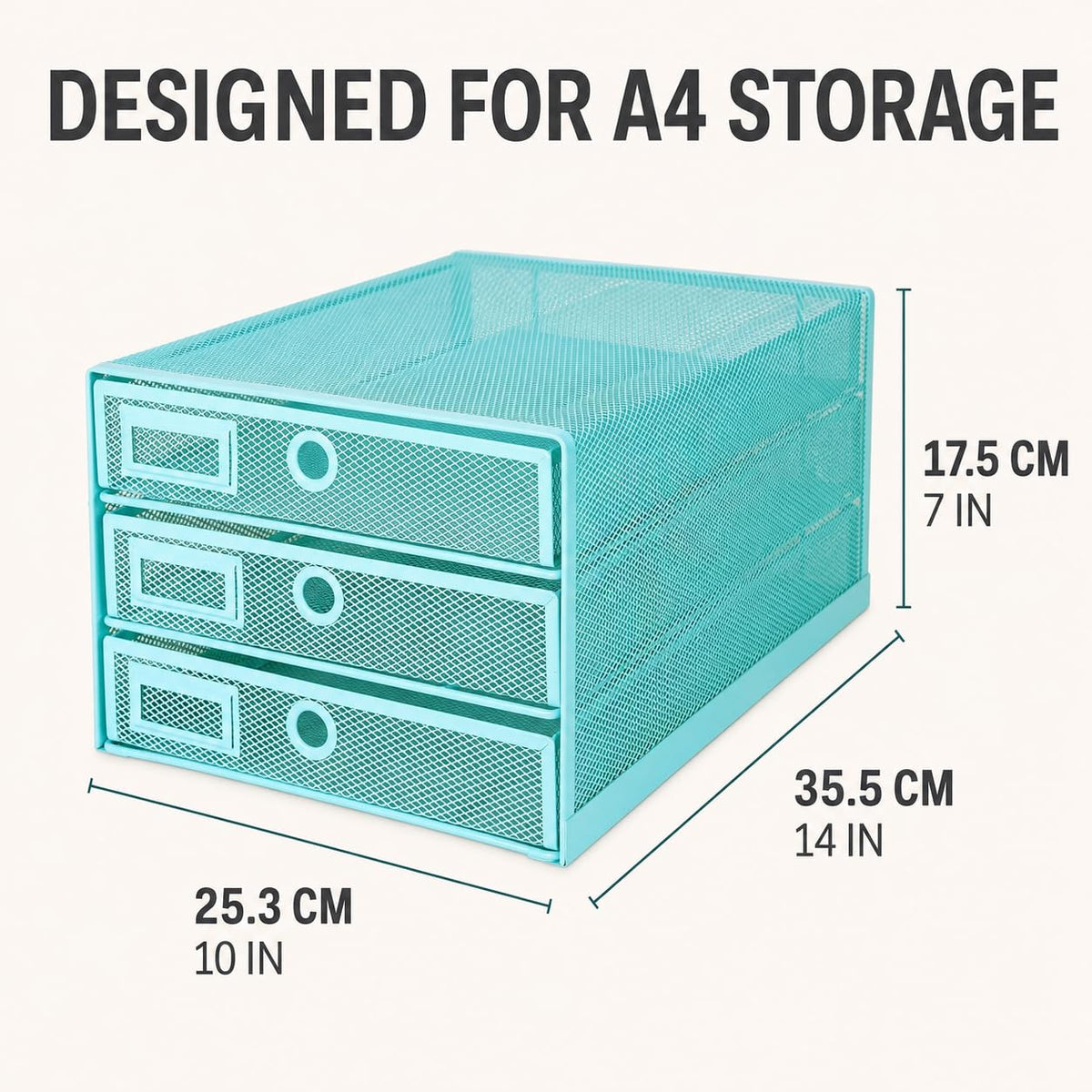 Exerz Paper Sorter 3 Drawer Wire Mesh A4 / Desk Multifunctional Desk Organiser/Multi-Layer Letter