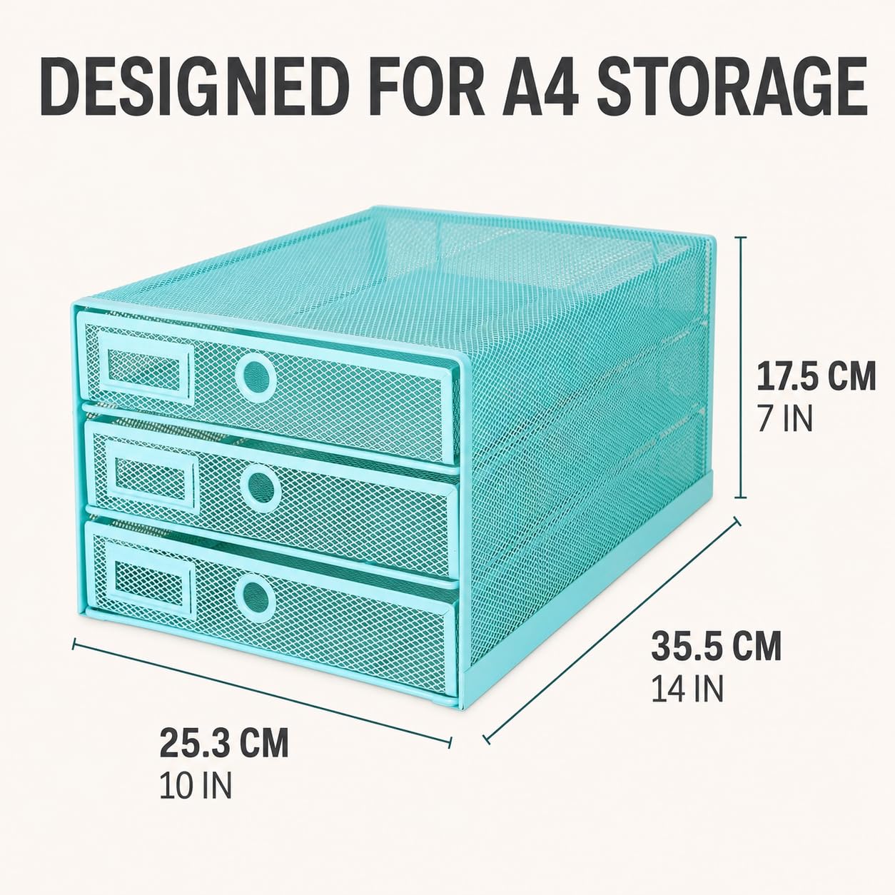 Exerz Paper Sorter 3 Drawer Wire Mesh A4 / Desk Multifunctional Desk Organiser/Multi-Layer Letter