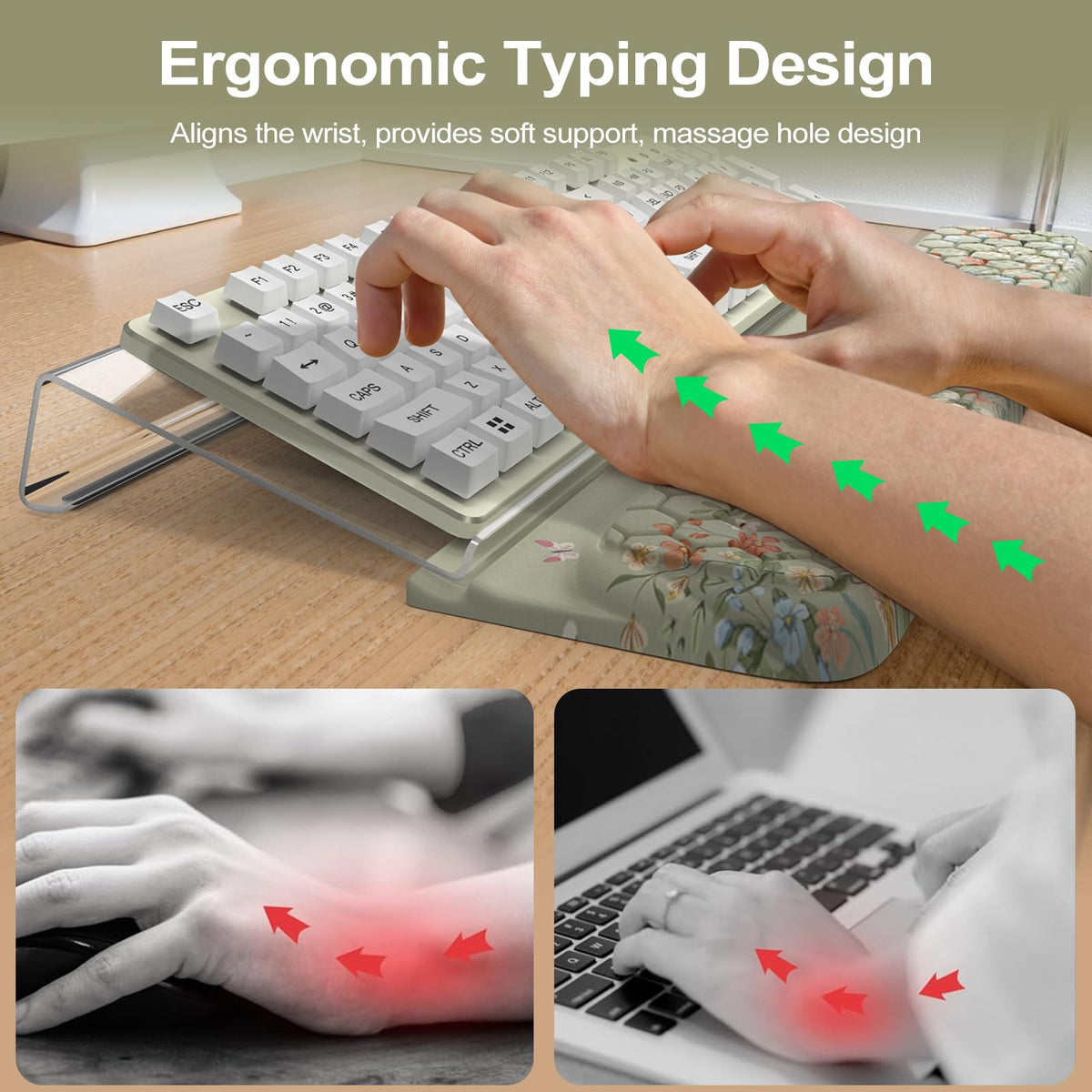 HAOCOO Computer Keyboard Stand, Wrist Rest with 3-Level Height Adjustment, Acrylic Keyboard Holder