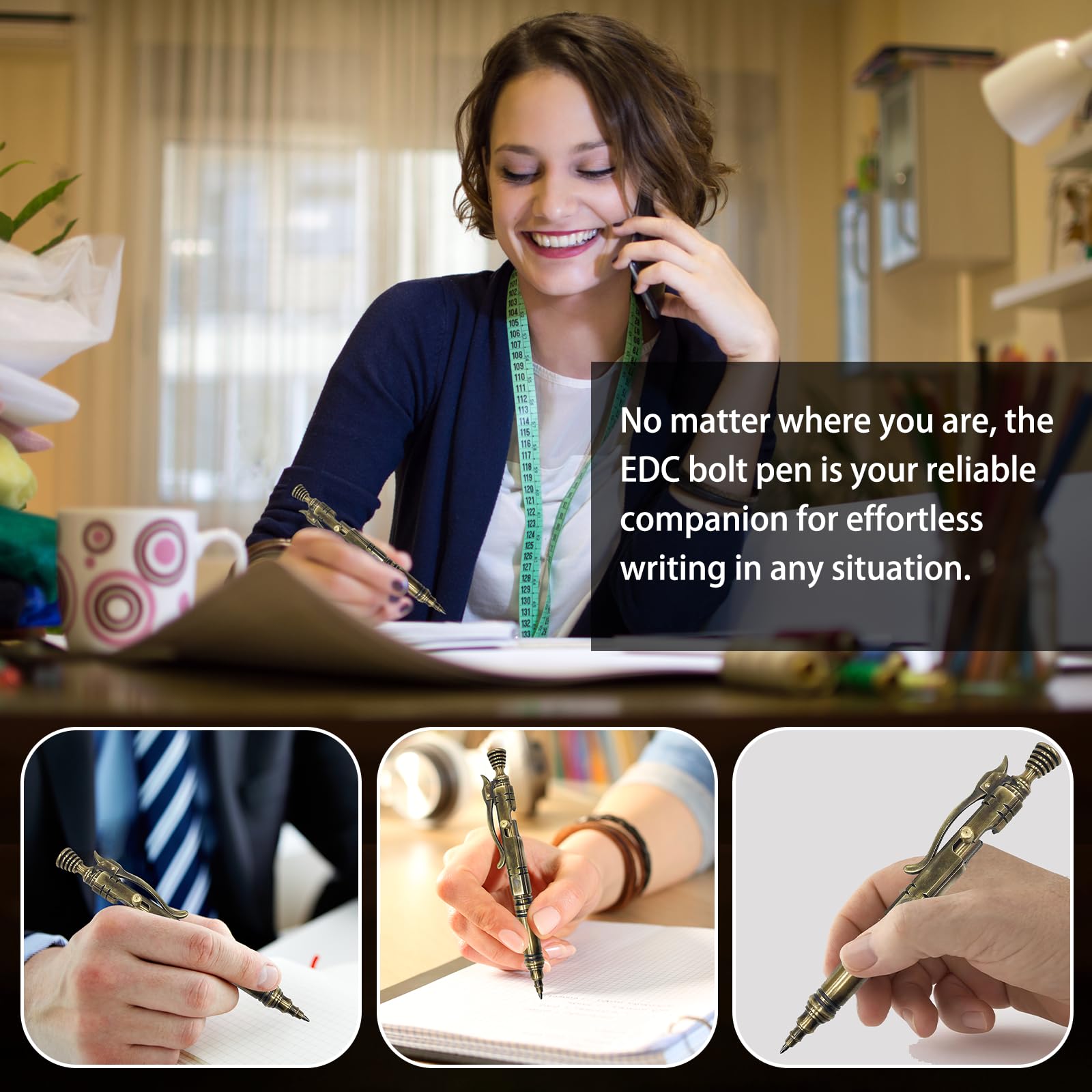 Dr.Metalleung Vintage Bolt Action Pen: Heavy-Duty EDC Brass Ballpoint Pen with Retractable