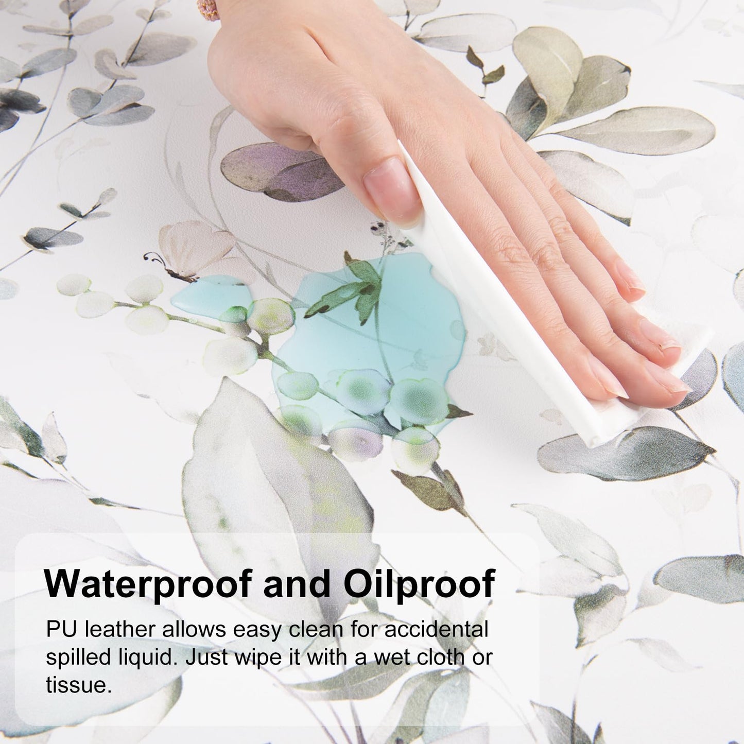 QIYI PU Leather Large Mouse Pad, Waterproof Desk Mat, 31.5" x 15.7", Leaves