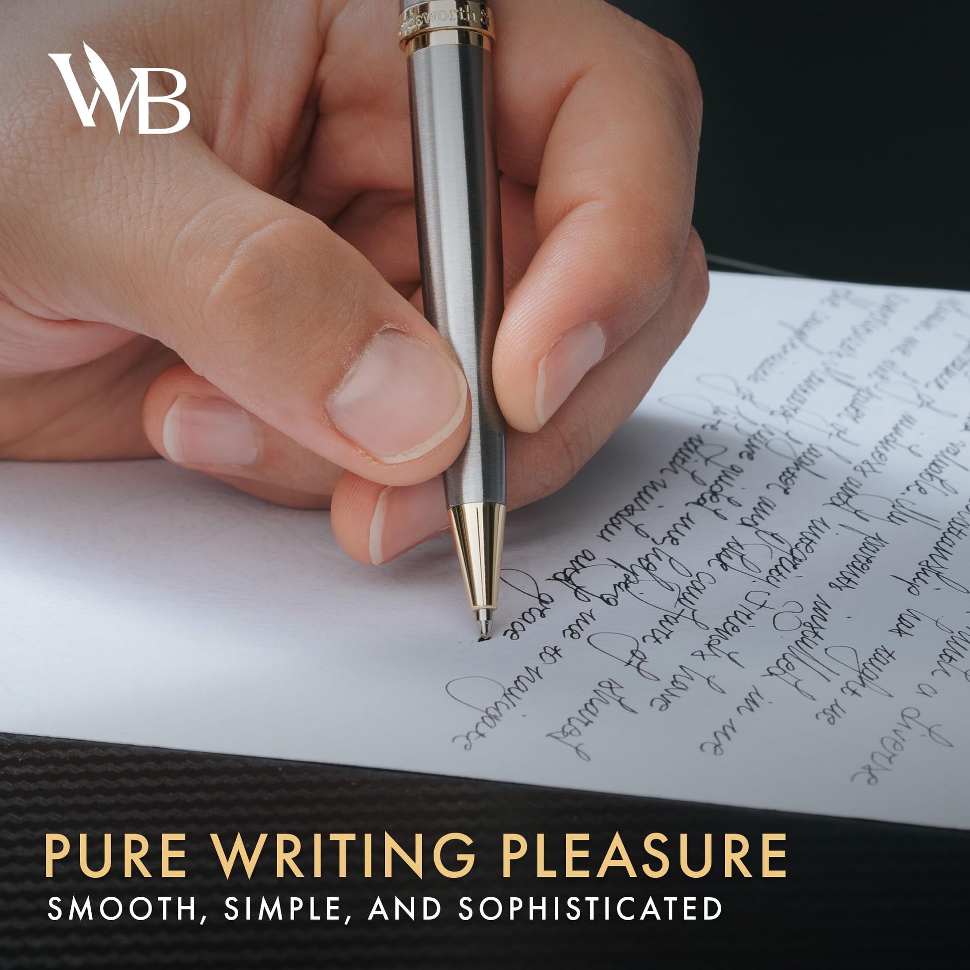 Wordsworth & Black Luxury Refillable Ballpoint Pen Set for Writing, Silver
