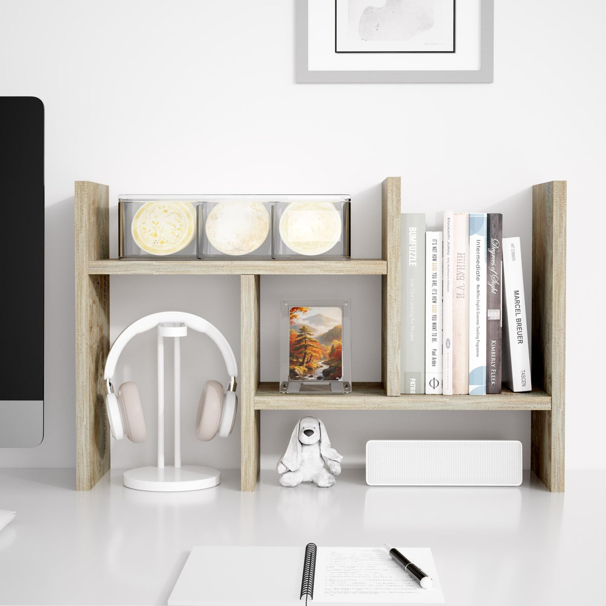 Jerry & Maggie Desktop Organizer Office Storage Rack Adjustable Wood Display Shelf Free Style