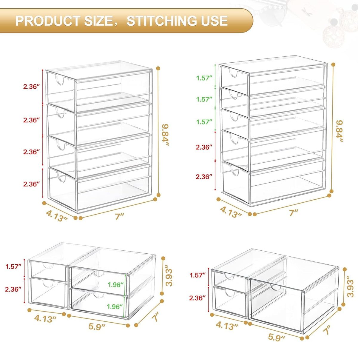 caktraie Acrylic16-Drawer Storage & Makeup Organizer for Desk
