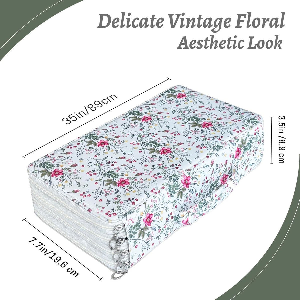 YOUNGCOL 300-Capacity Colored Pencil Case Pen Organizer (White Floral)