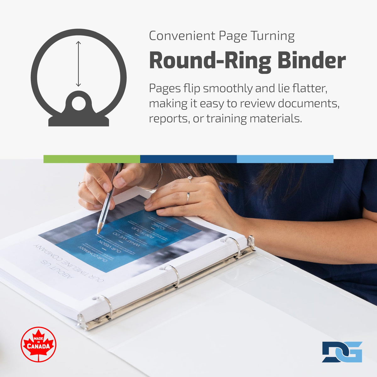 Easyview 3-Ring Binder, Clear-View Cover, 1" Round Rings, White, 6 Pack