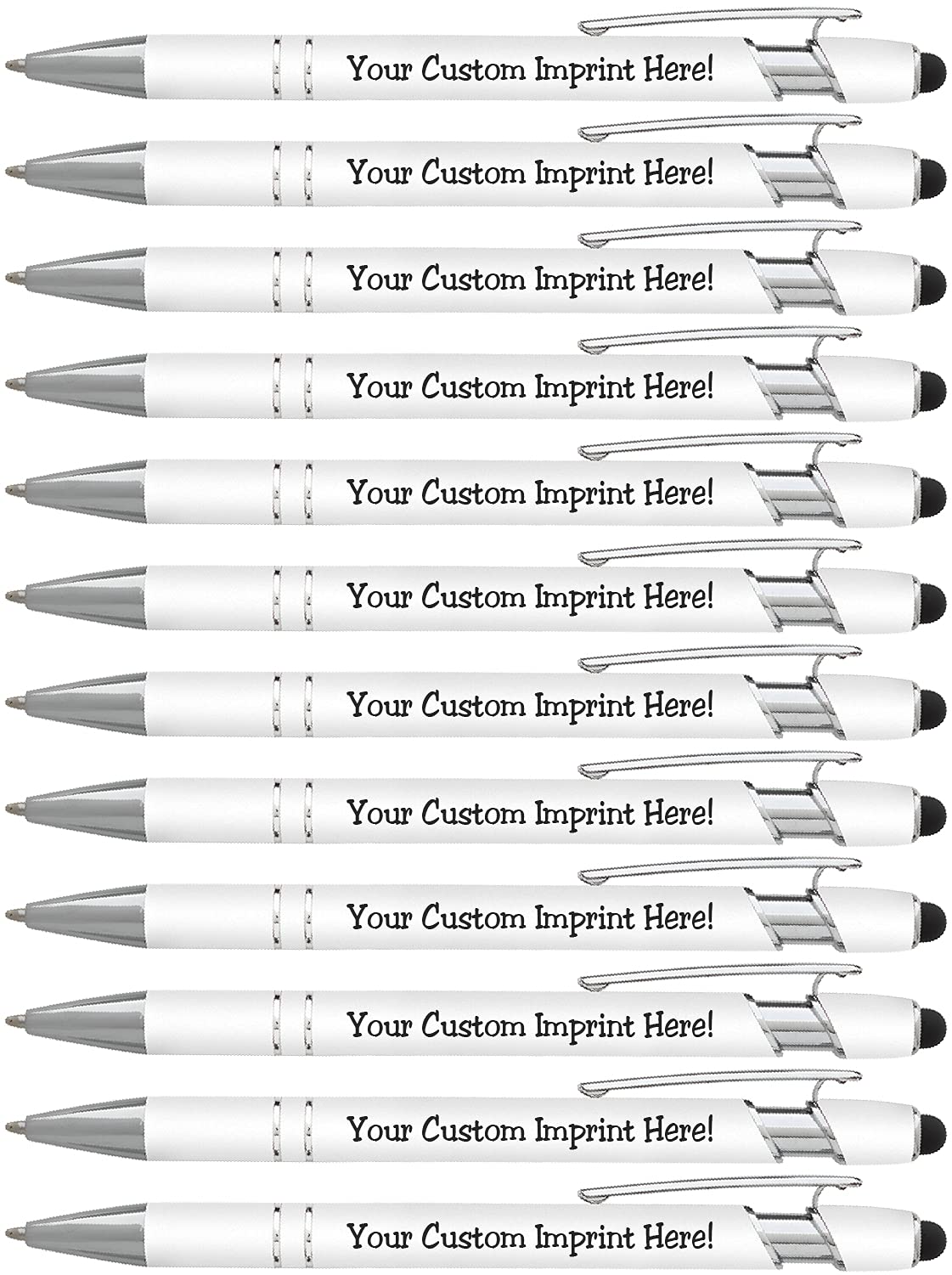 ExpressDesigns™ - Personalized Pens - Rainbow Rubberized Soft Touch Ballpoint Pen with Stylus Tip