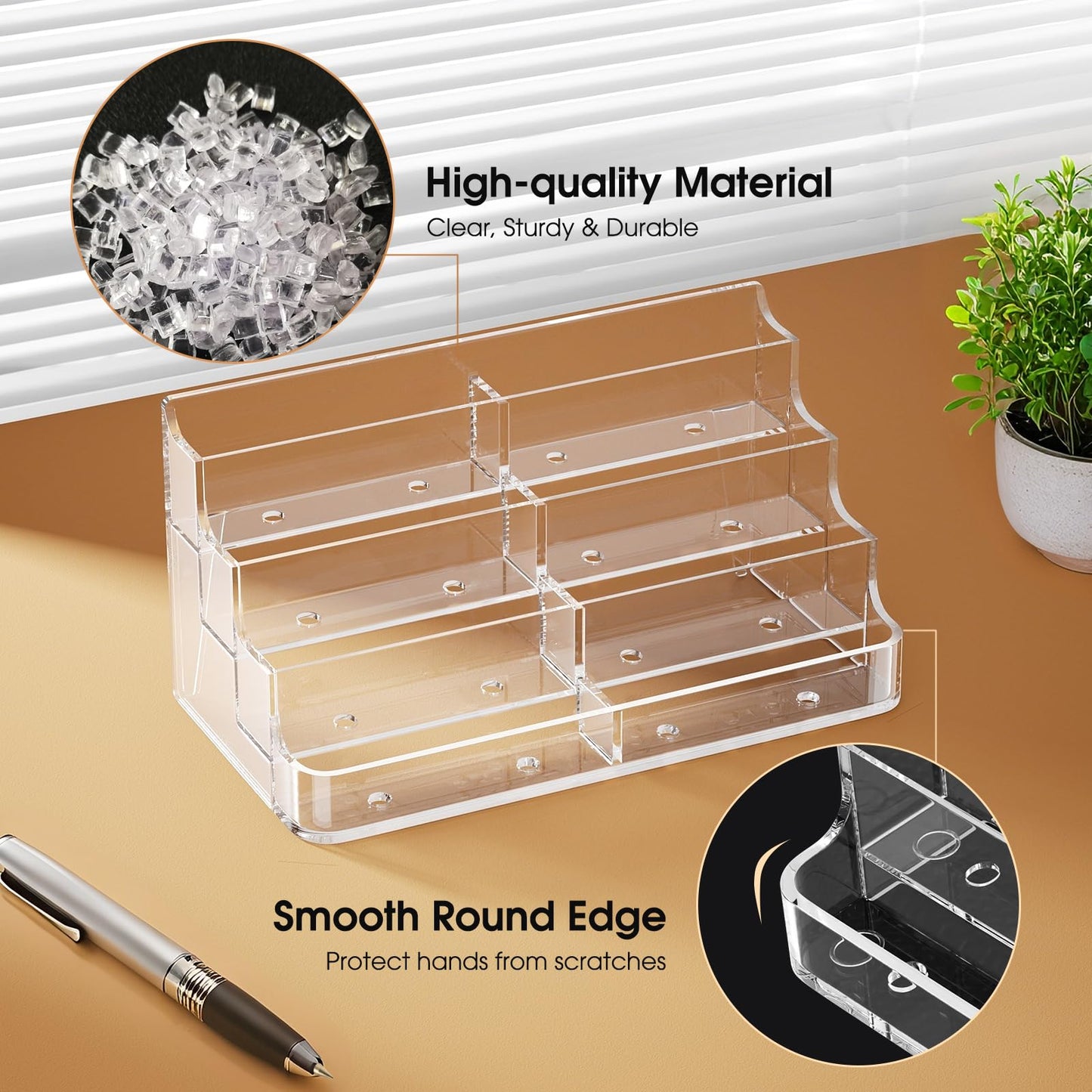 MaxGear 2 Pack Acrylic Business Card Holder, Card Display Stand, 8 Pockets