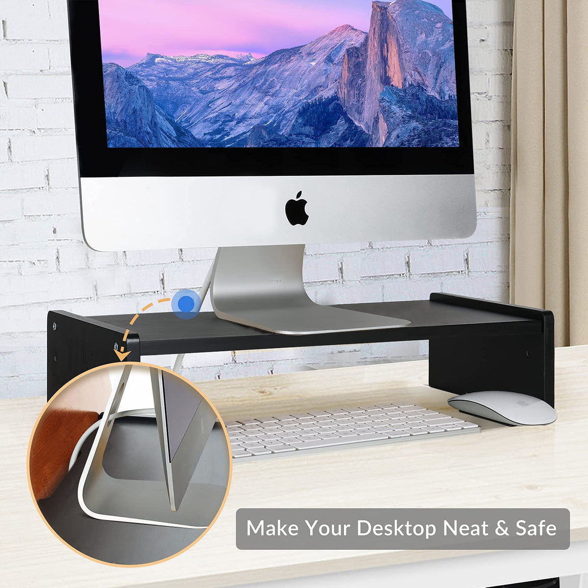 KINLINK Solid Wood Monitor Stand Riser, Monitor Riser with 2 Adjustable Height, 15.8 inch Computer