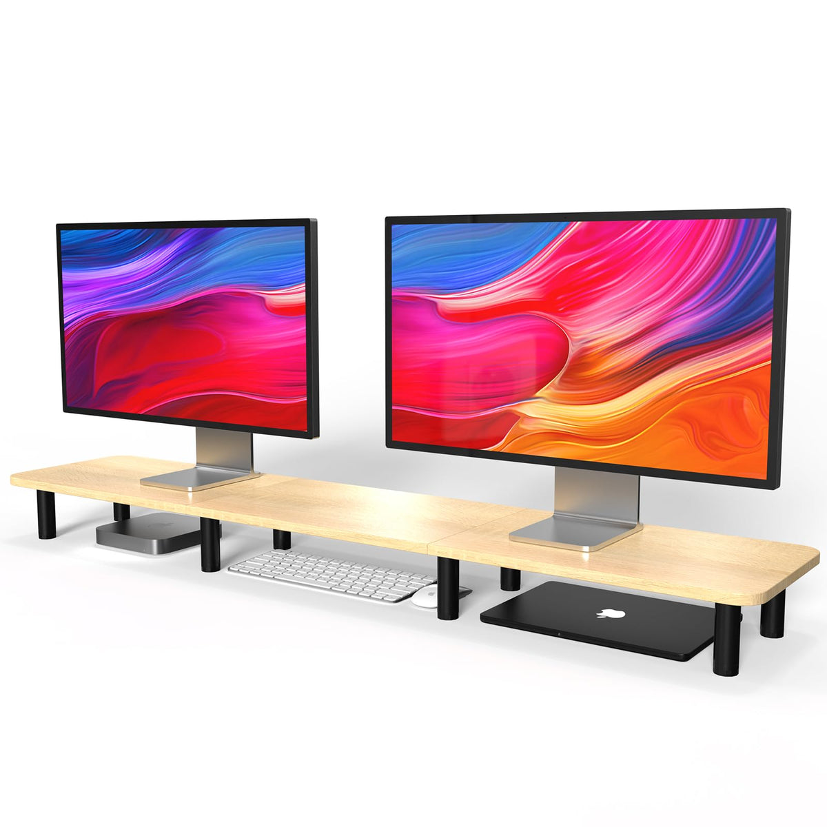 WEGASTU Large Extra Long Monitor Stand Riser 43.7in,Dual Monitor Riser, Wide TV Stand for 2