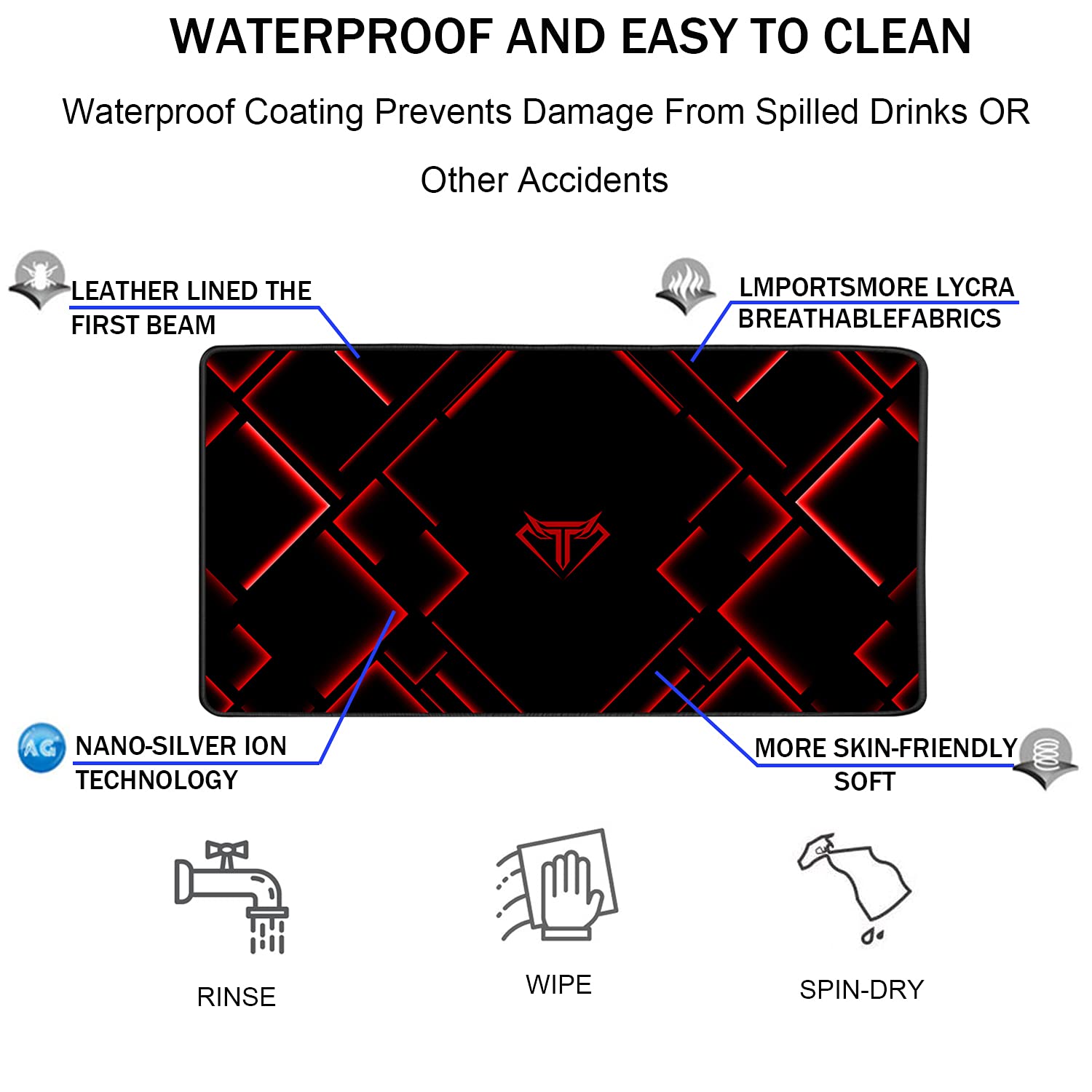 TEDNETGO Large Mouse Pad, Gaming Long Mouse Pad, Waterproof Extra Large Big Mousepad with Stitched
