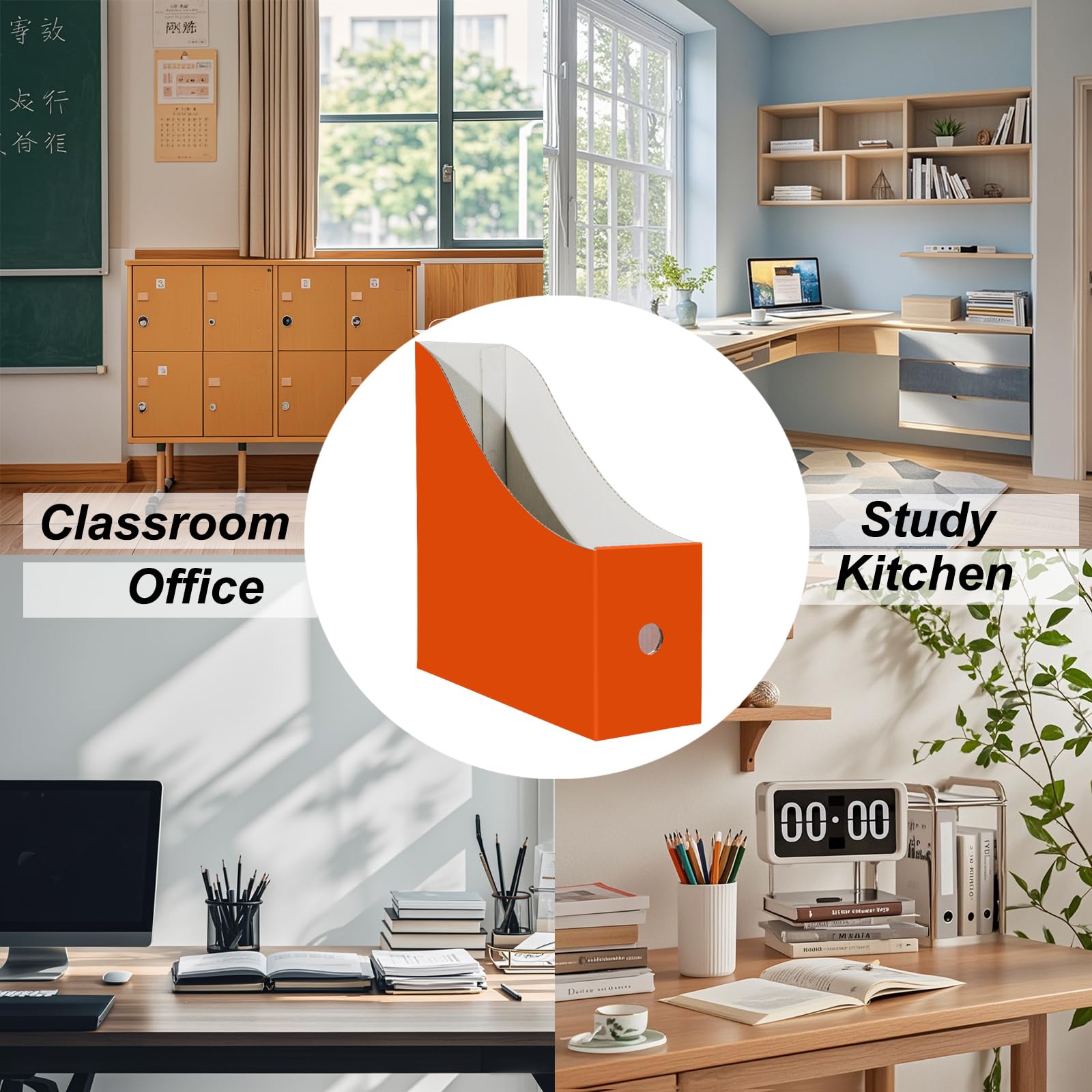 Limitliho 24 Pack Orange-Red Cardboard Magazine Holder for Desk or Shelves