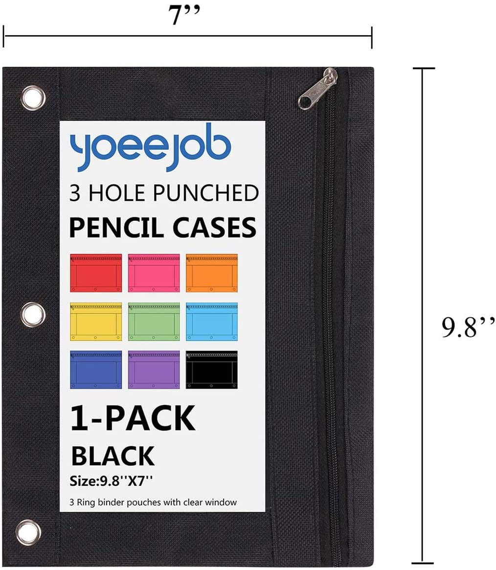 Wodison 24 Packs 3 Ring Binder Pen Pencil Case Pouch Bulk Set Stationery Bag for School Class