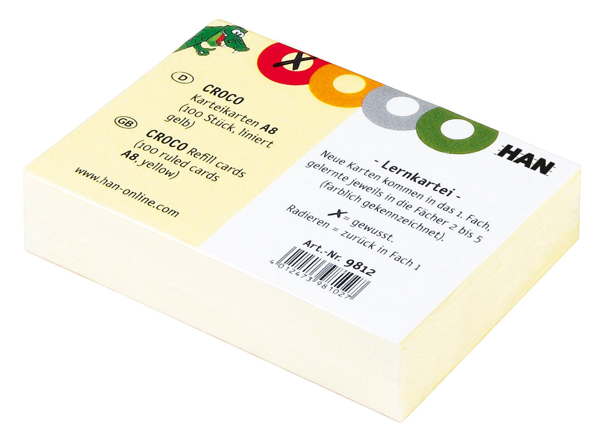 HAN 9812, Croco Record Cards. Sturdy Cardboard, Printed in Colour, A8 Landscape, 10 Packs of 100