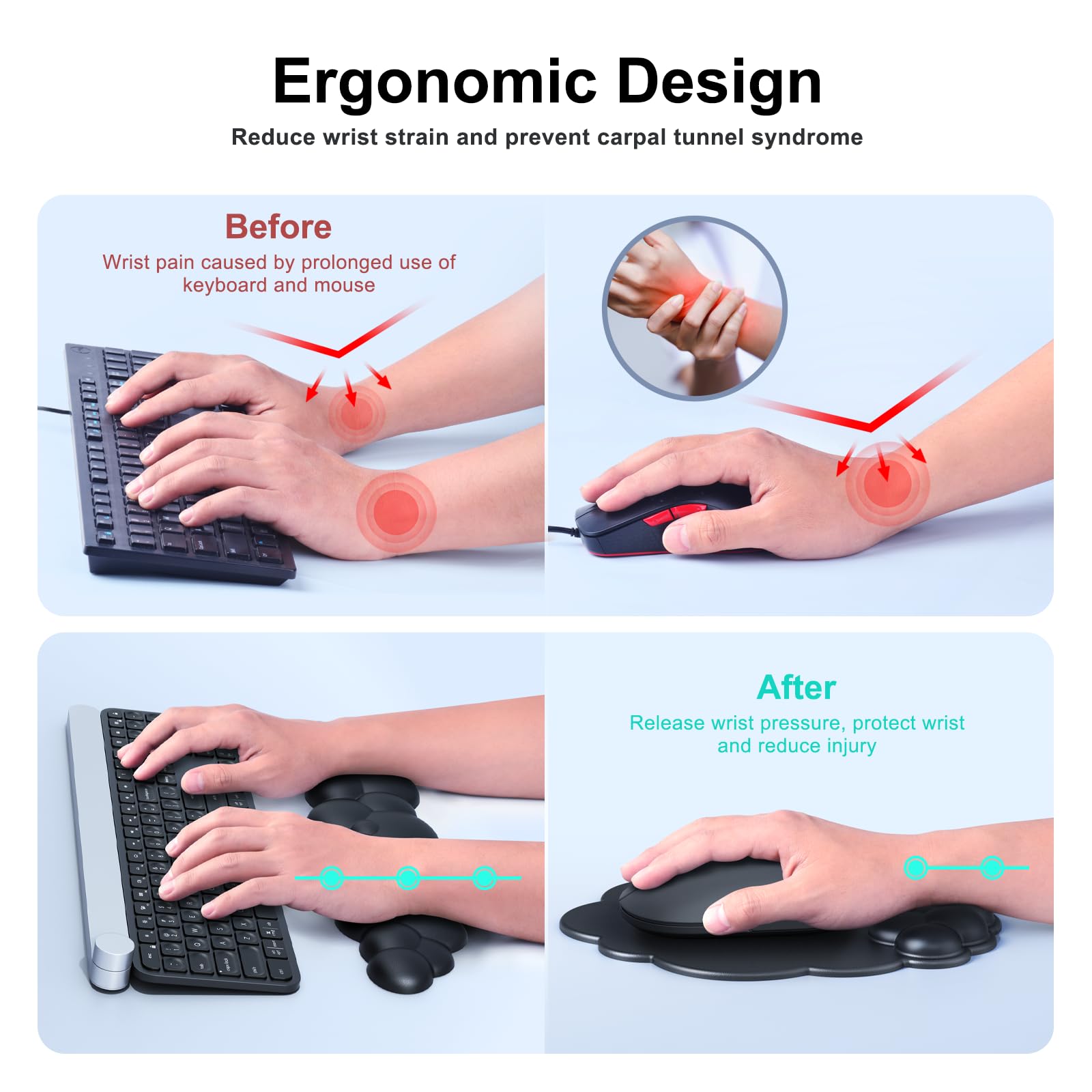 MOKURU Cloud Mouse Pad with Wrist Rest, Cloud Keyboard Wrist Rest, Mouse Pad Wrist Support