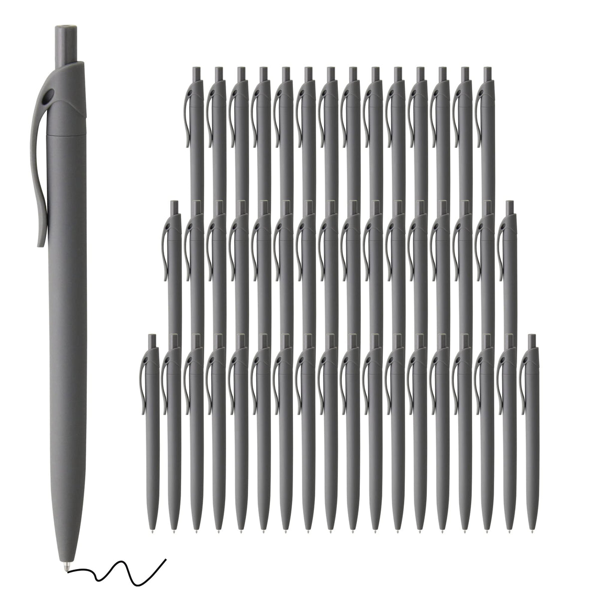 deegtran Pens Bulk, 50 Pack No Bleed Grey Barrel Black Ink Click Pens, Wholesale Retractable