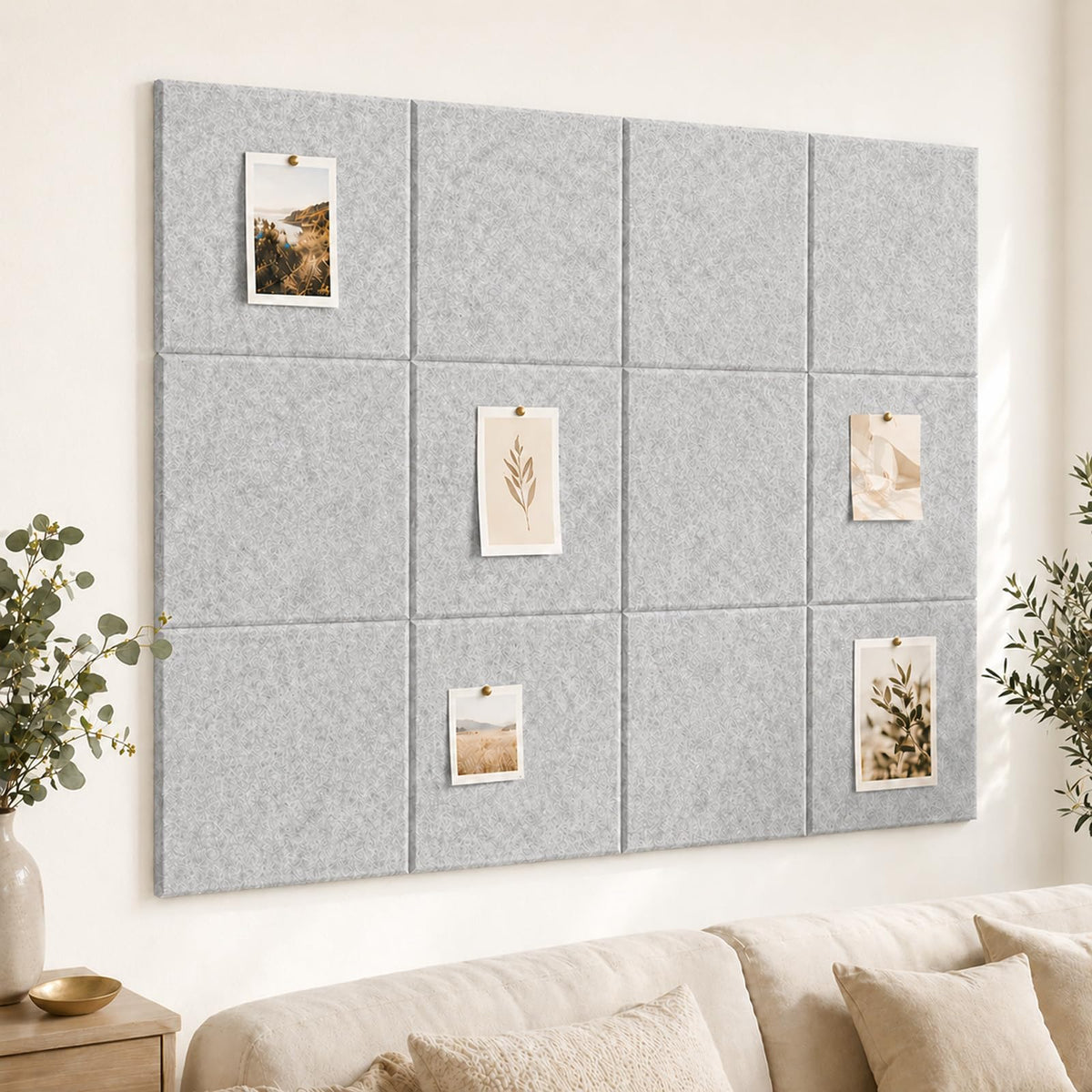 Baysola Felt Bulletin Board Tiles, Cork Board Alternative, 48 x 36 in