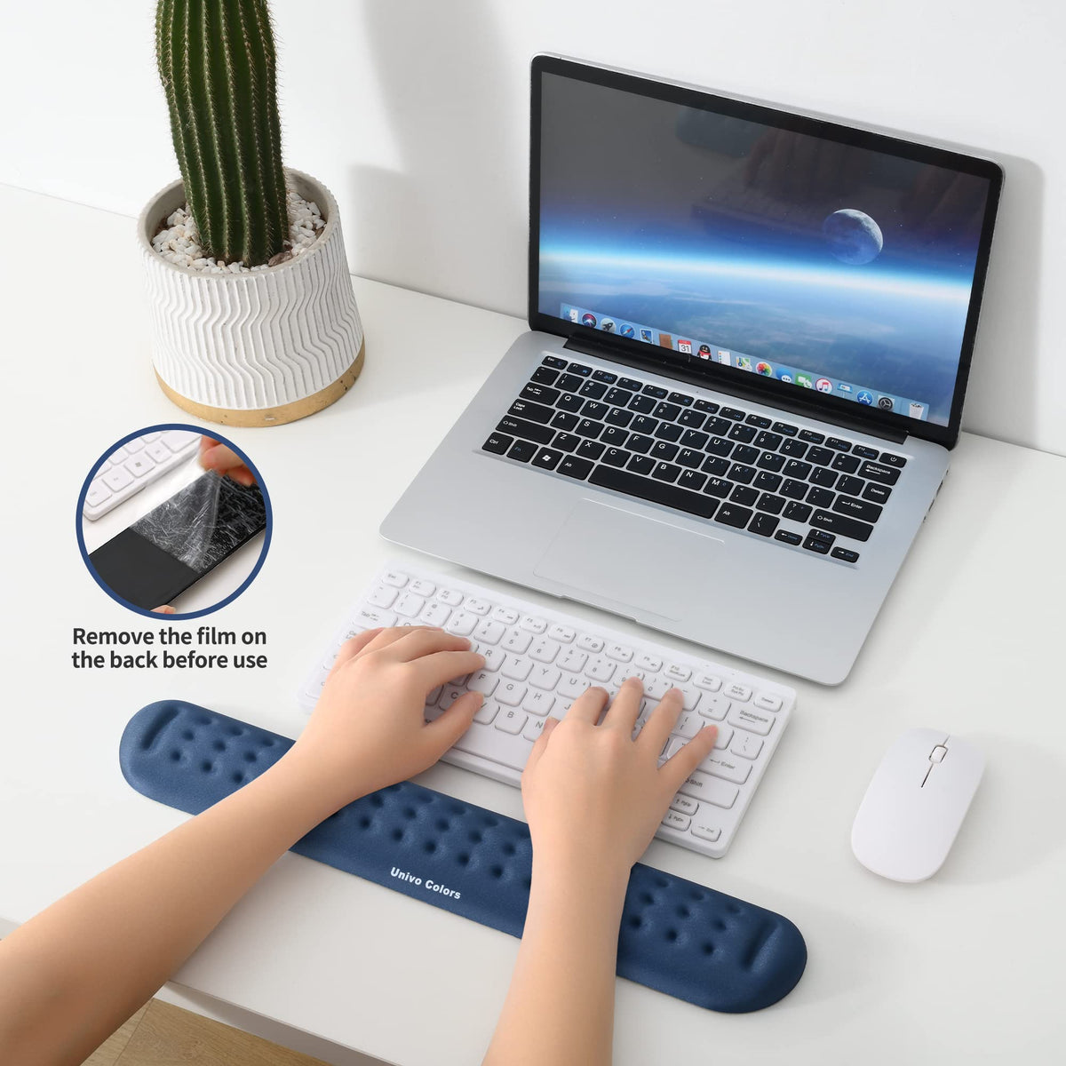Univo Colors Navy Superfine Memory Foam Keyboard Wrist Rest Soft Gel Ergonomic Wrist Support Pad