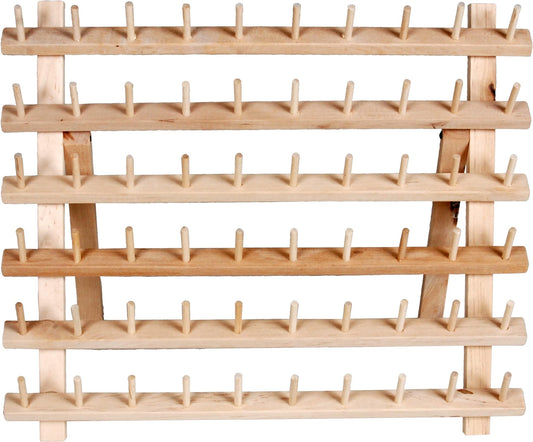 Dritz Wooden Thread Rack – Holds 60 Spools – Wall-Mount or Free-Standing with Pull-Out Legs – Wood