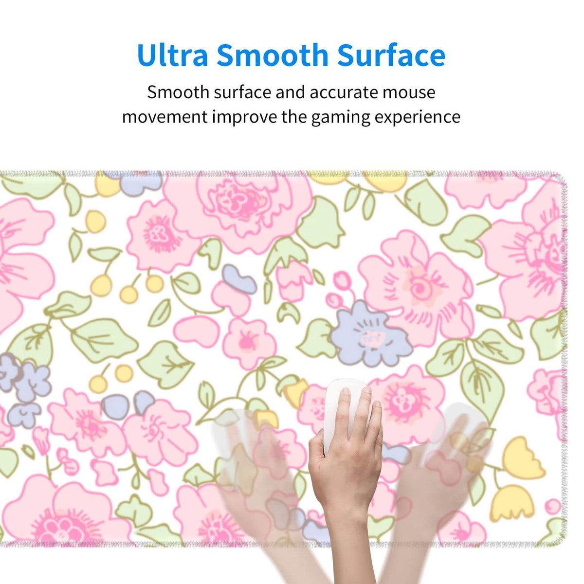 Cute Flowers Pink Floral Gaming Mouse Pad Large XL Desk Mat Long Extended Pads Big Mousepad for