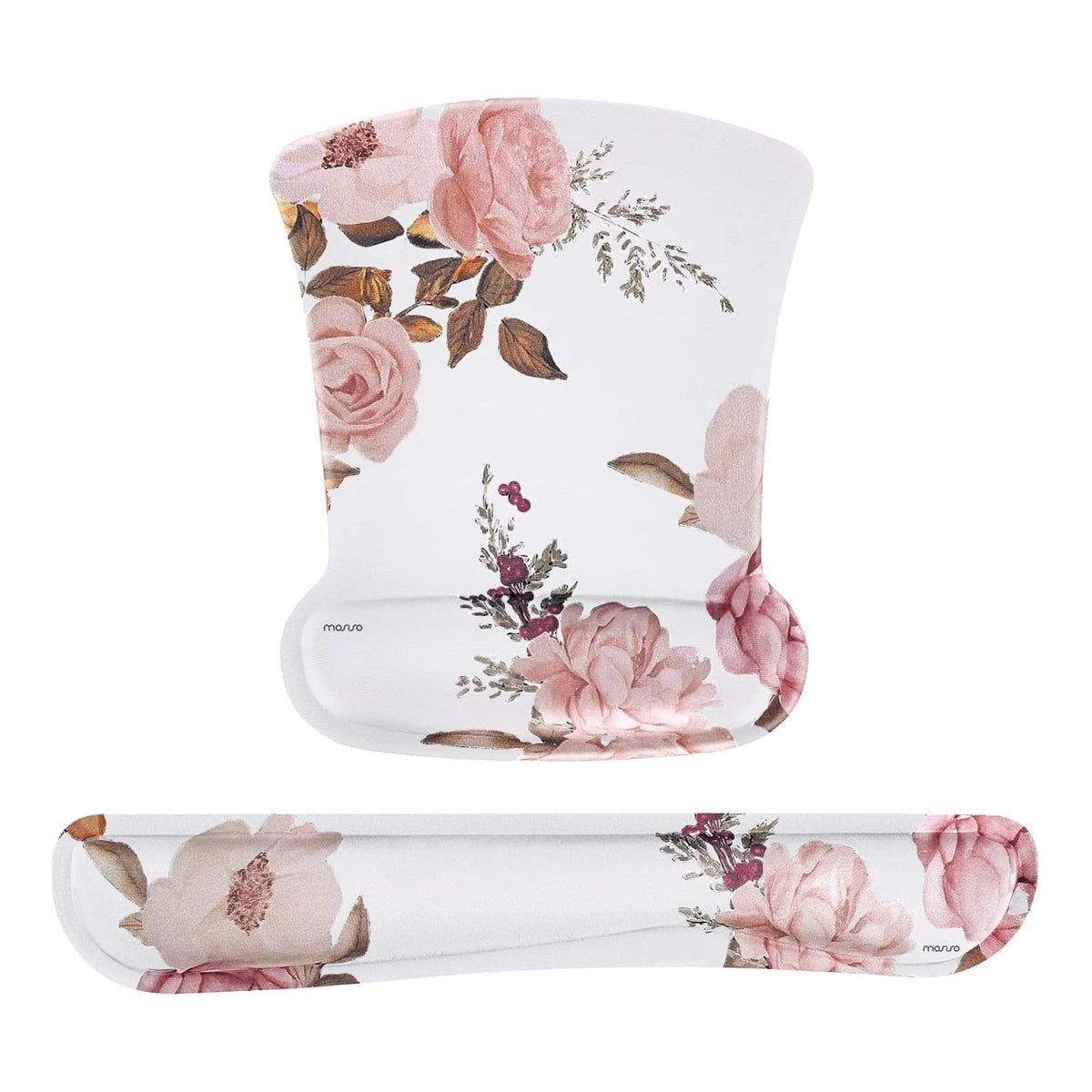 MOSISO Peony Wrist Rest Support for Mouse Pad & Keyboard Set, White