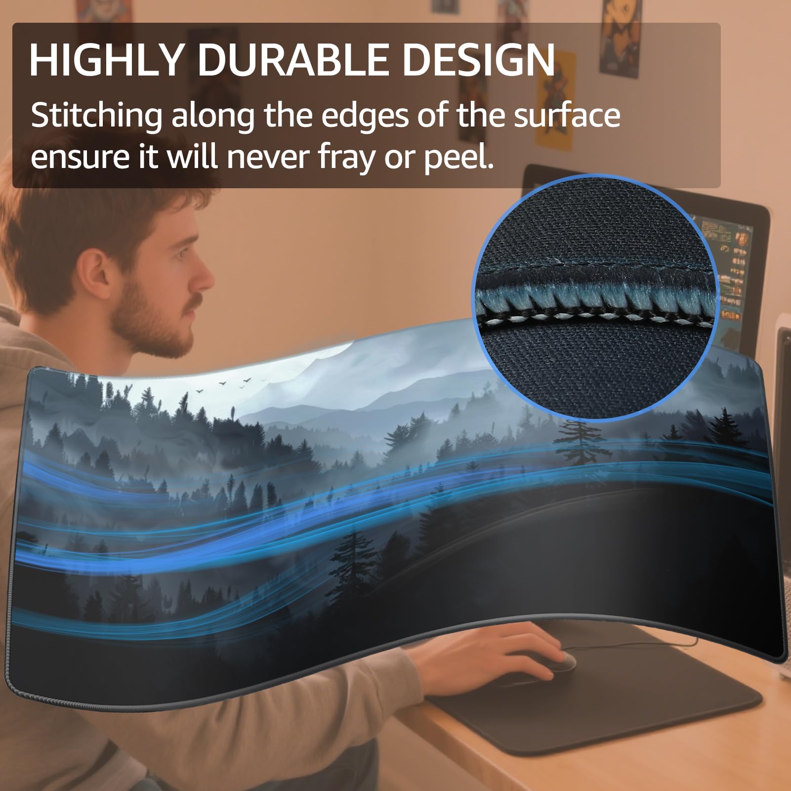 KTRIO Large Gaming Mouse Pad, Desk Mat, 31.5 x 15.7 in, Cloud Forest, XXL