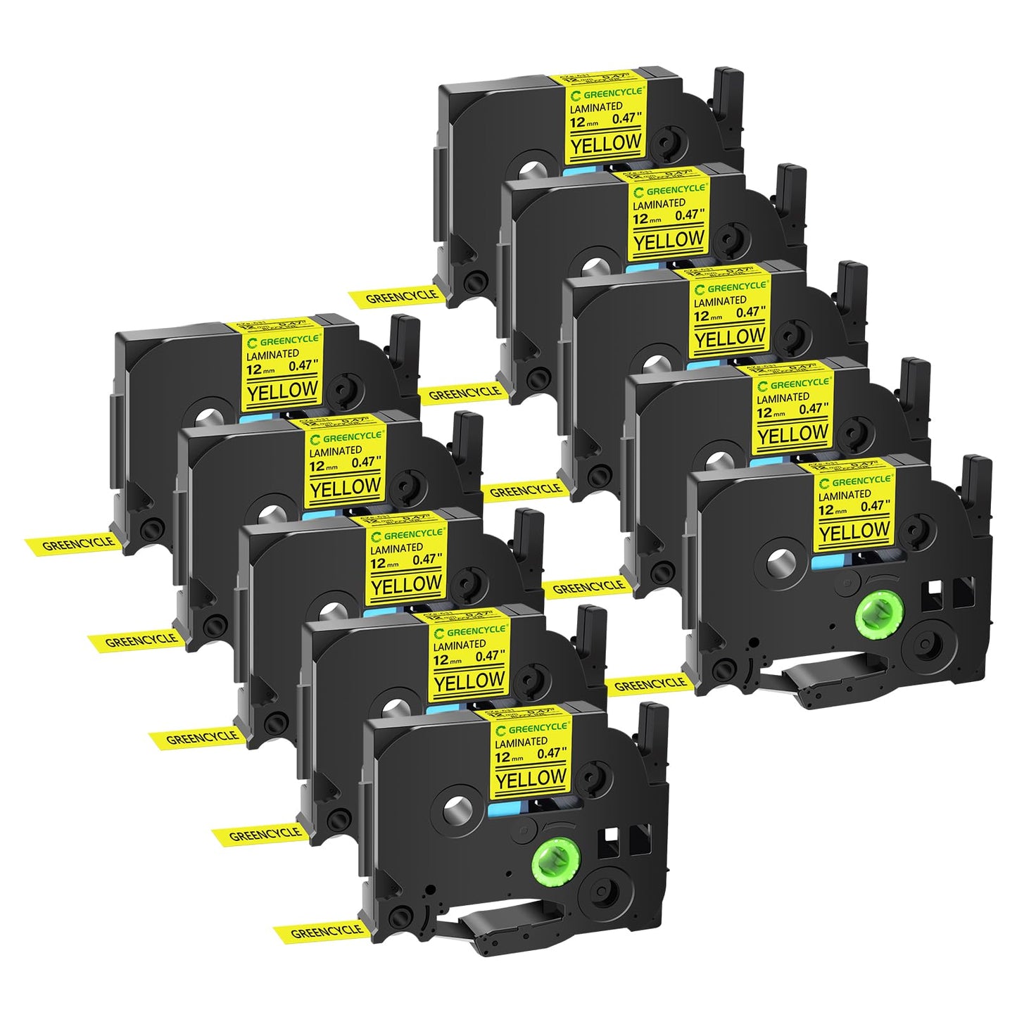 GREENCYCLE 10 Pack Compatible for Ptouch TZe-631 AZE 631 TZ631 TZ-631 1/2" 12mm 0.47 inch Laminated