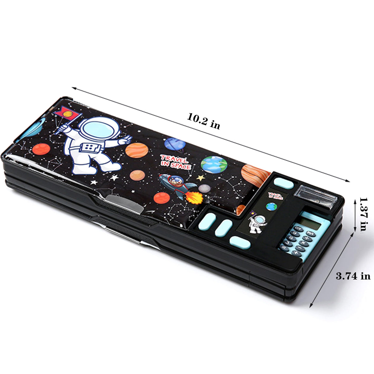 Pop Up Multifunction Pencil Case, Cute Cartoon Pen Box Organizer Stationery with Calculators